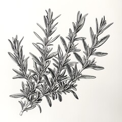 Fototapeta premium Fresh rosemary sprig illustration on simple background