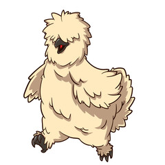 Das weiße Seidenhuhn wirkt fluffig, freundlich und besonders flauschig.
