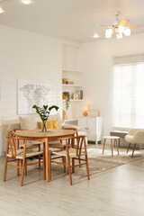 Beautiful furniture and decor in cozy living room. Interior design