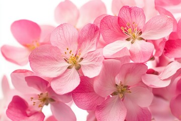 Fototapeta premium A close up of pink blossoms with yellow centers bloom