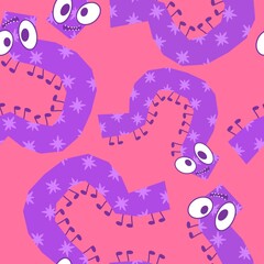 Kids seamless caterpillar cute pattern for fabrics and textiles and packaging and linens and wrapping paper
