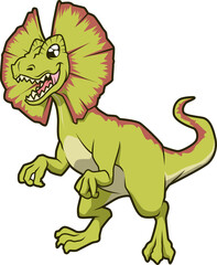 Fototapeta premium Der Dilophosaurus fletscht seine Zähne und trägt eine beeindruckende Halskrause. 