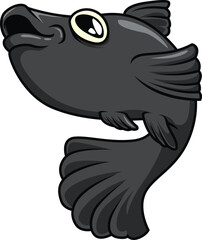 Die schwarze Molly zeigt sich elegant mit dunklem Glanz und fächerartiger Schwanzflosse.
