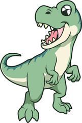 Der Tyrannosaurus Rex erscheint als frecher Dino mit Zähnen und viel Charme.
