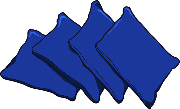 Vier blaue Cornhole-S&auml;ckchen &ndash; Zubeh&ouml;r f&uuml;r Geschicklichkeits- und Outdoorspiele.
