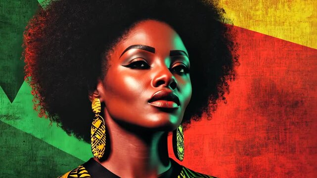 Powerful Afrocentric Portrait with Bold Colors
