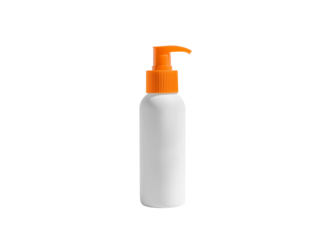This sunscreen bottle features a bright orange cap, perfect for ensuring skin safety during outdoor adventures. Ideal for beach days or sports, it provides essential UV protection.