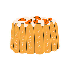 Holiday berry cake with meringue for stickers and decoration. Vector hand drawn elegant illustration in vintage sketch style. Cliparts for birthday, wedding valentines designs