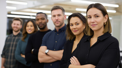 Obraz premium Professional Office Team Portrait Embracing Collaboration and Ambition