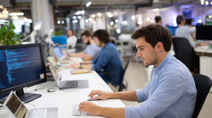 High-Tech Office Environment for Developers and Business Teams