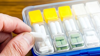 Weekly Pill Organizer Filled with Correct Medication for Health Management