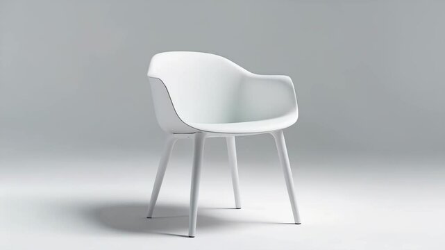 modern white chair furniture with white legs on a white backdrop. Includes clipping path.