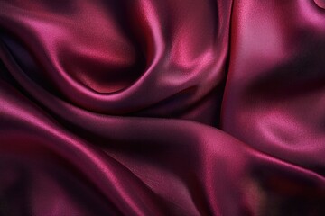 Obraz premium Luxurious deep burgundy silk fabric, elegantly draped and shimmering with a rich texture.