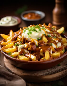 Kanadische Poutine mit Bratenso&szlig;e und K&auml;se-Curd