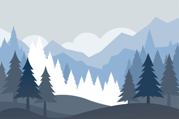 Fototapeta premium winter landscape with mountains