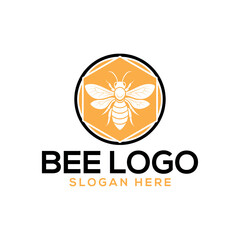 bee silhouette logo vector line art logo design
