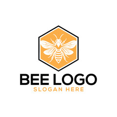 bee silhouette logo vector line art logo design