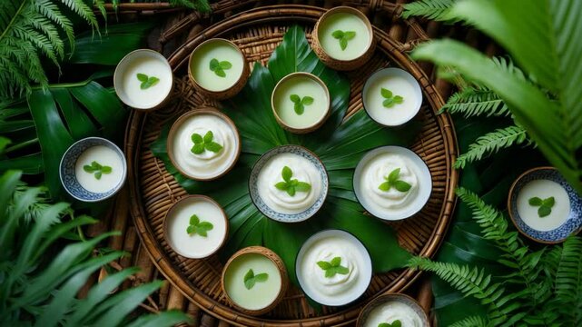 Coconut milk pudding served in a petite porcelain cup