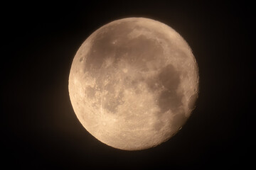 薄雲流れる夜明け前の空を渡る立待月20240426-2