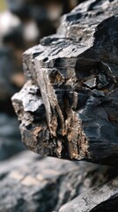 Close-up view of dark, textured rocks