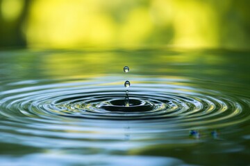 Ripple effect emanating from a floating blob, abstract backdrop.
