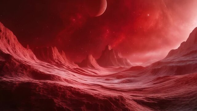 Stunning red space scene with elements generated by Artificial Intelligence