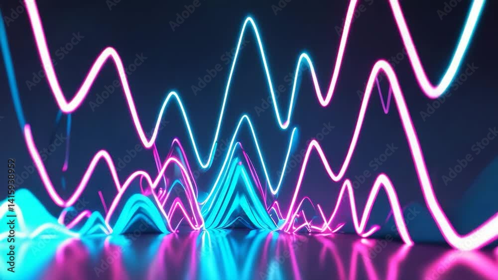 Poster animated zig zag neon light seamless loop for modern motion graphics background