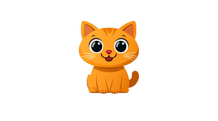 Obraz premium Cartoon orange cat sits against black backdrop with a happy smiling expression and large round eyes.
