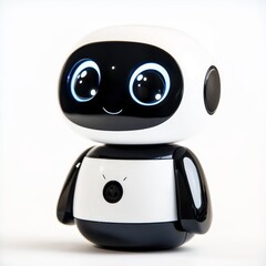  Minimalist black and white robot with glowing eyes