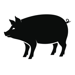 Fototapeta premium vector illustration of pig black and white silhouette design