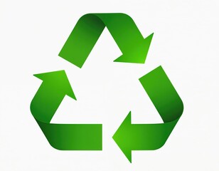 Obraz premium Green recycling symbol isolated on white background. Visual illustration. Concept eco environment, ecology, conservation, nature protection. Reduce waste, reuse materials, recycle processing.