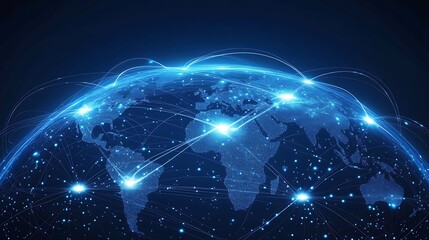 Naklejka premium Digital Earth with Glowing Network Connections