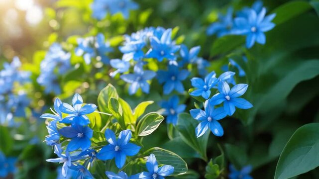 Detailed view of Blue Ice flowers from Bluestar.