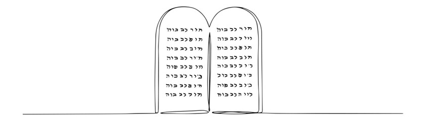 Fototapeta premium ten commandments carved on stone tablets in minimalist continuous line vector style