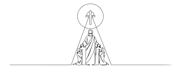 minimalist continuous line vector of the holy trinity – father, son and holy spirit