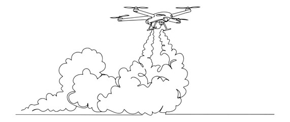 Monoline Drone Takeoff Cloud of Dust – Minimal Military Vector