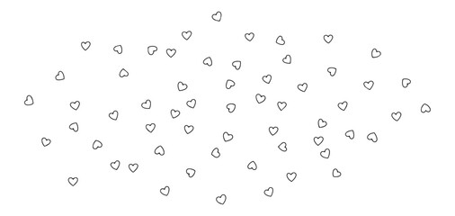 pattern of small hearts in minimal line art, blackandwhite vector romantic background
