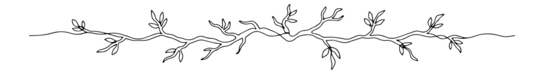 Continuous single line border of a winding grapevine with tender leaves – “I am the true vine”
