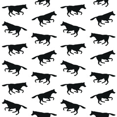 Vector flat running shepherd dog silhouette isolated on white background