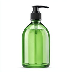 Green transparent soap dispenser bottle with black pump