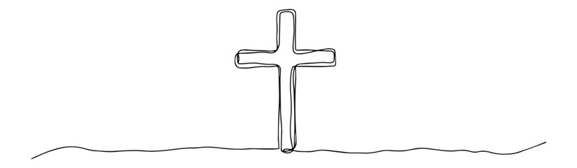 cross on hill sketch vector illustration