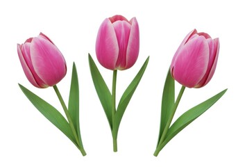 Fototapeta premium Pink tulip flowers isolated on white background