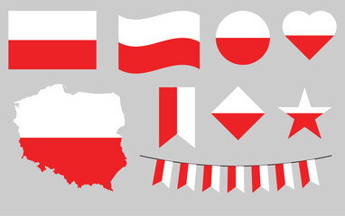 Collection of Poland Flags Europe Country