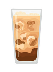 Iced latte. Flat vector, clipart illustration isolated on white background.