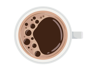 Coffee mug top view. Flat vector, clipart illustration isolated on white background.