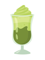 Matcha Latte. Flat vector, clipart illustration isolated on white background.