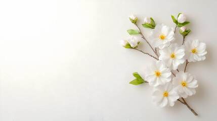 White blossoms spring floral minimalist nature photography background