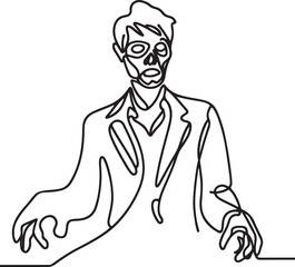 One Line Drawing of a Creepy Zombie