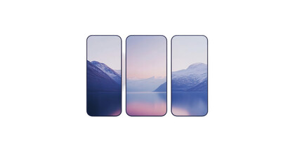 A simple gallery layout with vertical scrolling and minimal design, isolated on white background