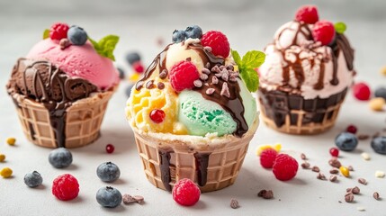 3d Realistic Ice Cream Icon Vector Illustration